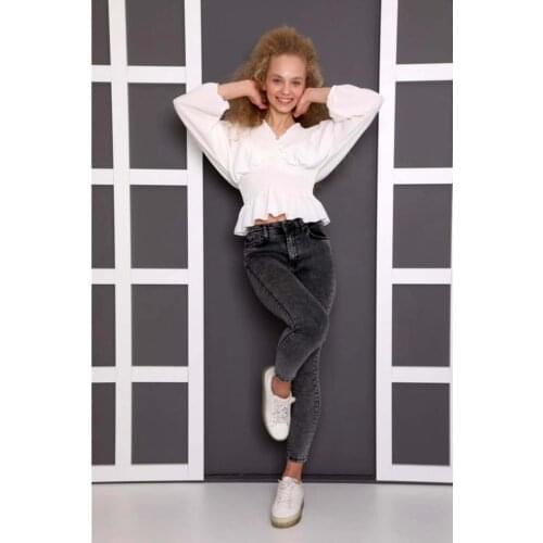 White V-Neck Blouse womens clothing stylish elegant slim happy business woman working woman female student university different