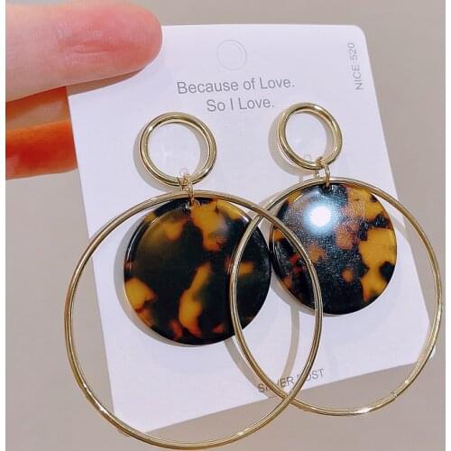 Bohemian Jewelry Geometric Round Acrylic Drop Dangle Earrings For Women Big Circle Resin Hanging Earrings Trendy Accessories