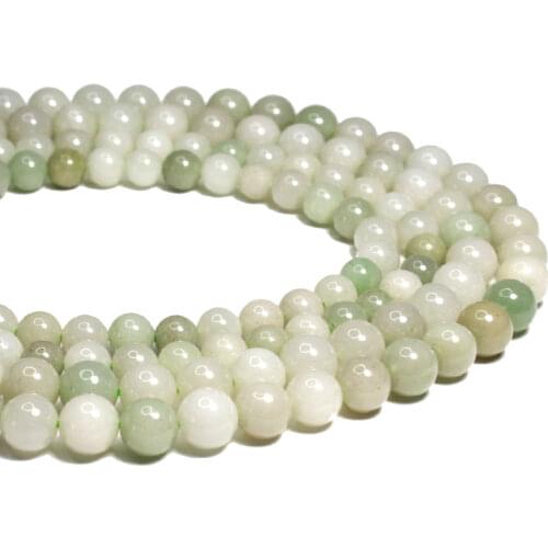Wholesale Green Burmese Jade 100% Natural Loose Round Stone Beads For Jewelry Making DIY Bracelet Necklace 8/10MM 15