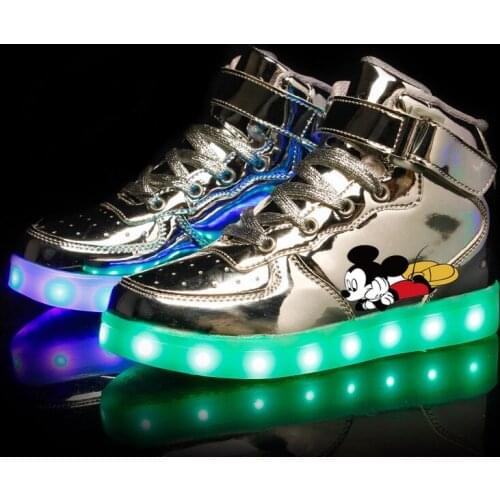 Disney childrens cartoon Mickey Mouse non-slip soft sole casual shoes boys and girls sports shoes student running shoes LED