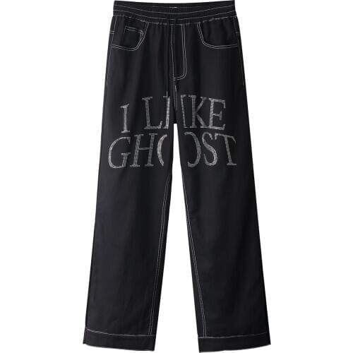 LACIBLE Streetwear Retro Letters with Diamond Decoration Streetwear Jeans Harajuku Hip Hop Pants Jogger Mens Pants