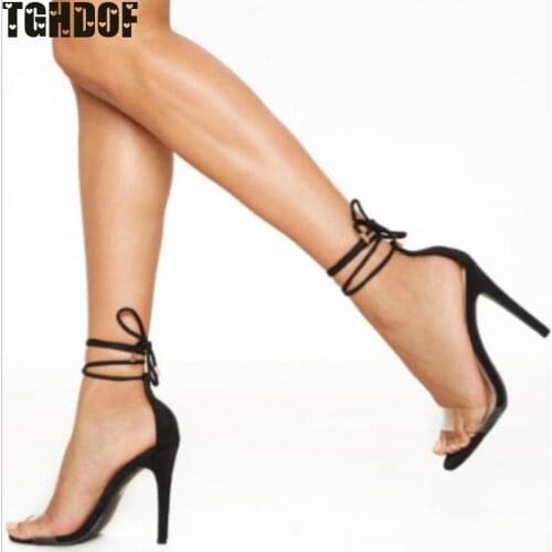 European Beauty Shoes Transparent Film Sandals Super High Heel Fashion Catwalk Shoes 35-42 Women Sandals