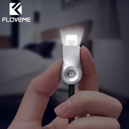 FLOVEME 1M LED Lighting USB Cable For iPhone 11 12 Plus XS Max Charger For iPad iPhone Zinc Alloy Nylon Data Lighting Cable Cord