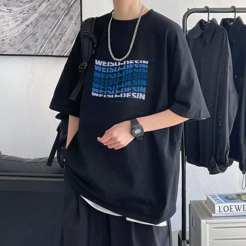 Spring Summer Mens T-shirts Cotton Print Short Sleeve T-shirt Loose Casual Men Women Tops Korean Style Clothing