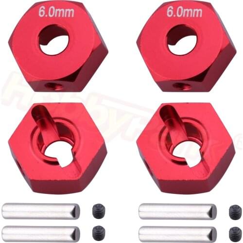 Hobbypark 14mm Aluminum Wheel Hex Parts for Arrma 1/10 Granite 4X4, Big Rock, Senton, Replacement of AR310871 (Red)
