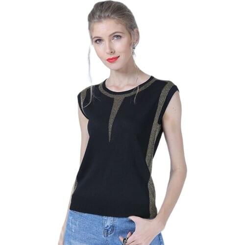 XIKOI Short-sleeved Lace Shirt Wild Chiffon Shirt Fashion Sexy Round Neck Female sleeveless Tight T-shirt
