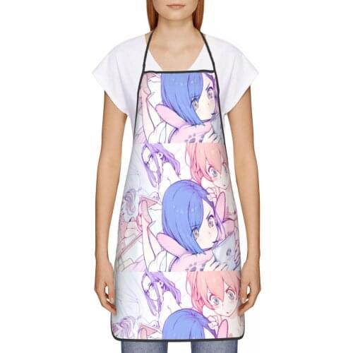 Zero Two Pink Girl 002 Goro Hiro Kitchen oil resistant wreath Anime Cartoon kitchen apron Cooking accessories for Women 72*52cm