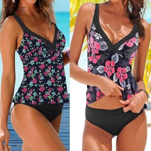 Sexy Tankini Swimsuit Plus Size Women Vintage Push Up Bikini Swimwear 2021 Beachwear Print Bathing Suit Female swimming suit