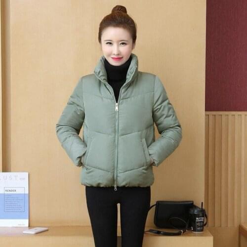2021 Fashion Stand Collar Autumn Winter Jacket Solid Zipper Pocket Plus Size Ladies Casual Coat Long Sleeve Outwear for Female