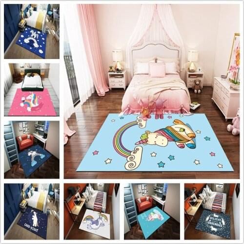 Cute Cartoon Unicorn 3D Printed Mat/Rug Kids Room play Carpets for Living room Bedroom Big Area Carpet Home Decor Large Area Rug