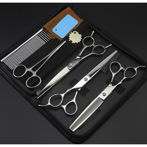 5 kit Professional left hand 7 inch pet dog grooming cutting hair scissors set shears thinning barber tool hairdressing scissors