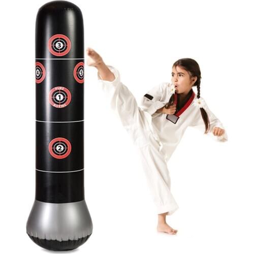 1.6M Inflatable Boxing Bag Vertical Boxing Column Tumbler Sandbags Water Base Punching Standing Sandbag For Children Adult