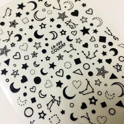 Newest CB sereis CB-089 moon star heart 3d nail art sticker nail decal stamping export japan