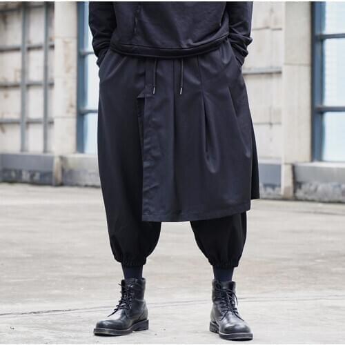 Original design dark series hair stylist tide brand casual pants small feet skirt pants mens ninth pants