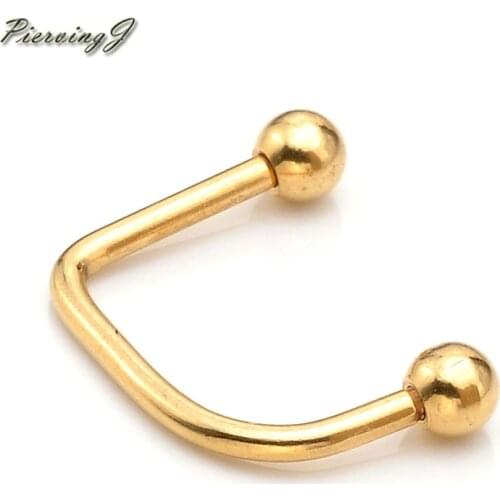 PiercingJ High Quality 16G Stainless Steel Ball U Top Lippy Loop Lip Monroe Labret Ring Body Piercing Jewelry Gold Color