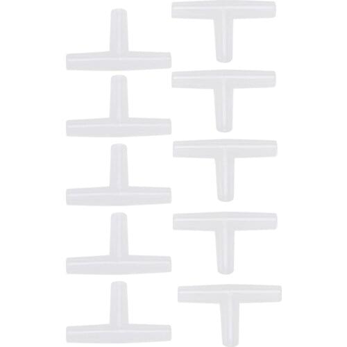 Plastic Tee Shape Aquarium 3-Way Air Valve Connectors 10 Pcs White