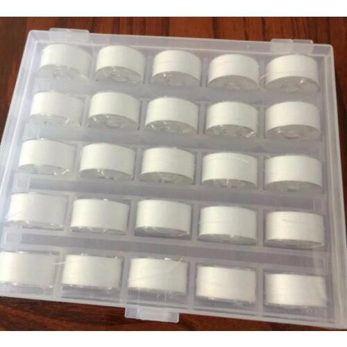 White color Plastic side Type L 75D/2 25PCS/BOX For Home Embroidery Machine Prewound Bobbins