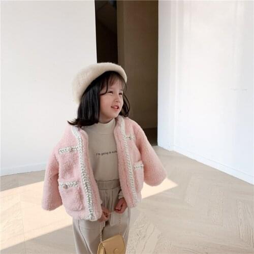 Plush faux fur coat girls autumn and winter baby 2020 new Korean version loose fur coat Western style thickening