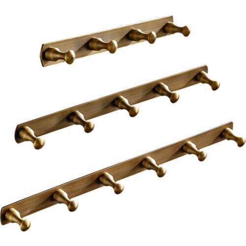 Solid Brass Antique Finish Bathroom Towel Hook Wall Hook Door Hanger Clothes Robe Hook Multi-function Row of hooks