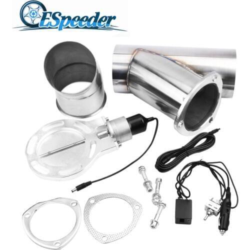ESPEEDER 4.0 Inch Stainless Steel Remote Exhaust Catback Y Downpipe Cutout Electic Cut 6 Hole Valve Out With Manual Switch Car