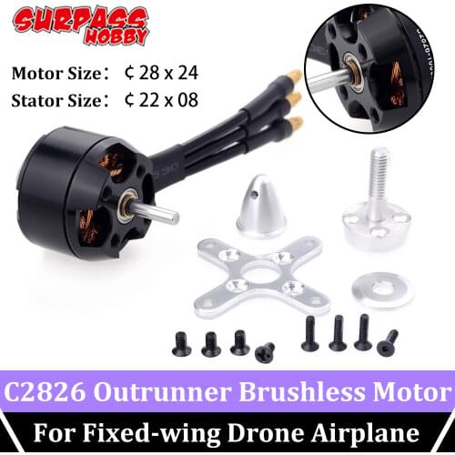 Surpass Hobby 2PCS Brushless Motor 2208 C2826 1000KV 1350KV 1900KV 20A ESC for RC Model DYS Airplane Fixed-wing Aircraft Drone