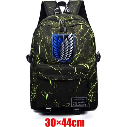 Attack On Titan Zip Backpack Teenager Packsack Unisex Fabric Schoolbag High Quality Mochila Student Casual Travel Laptop Bag