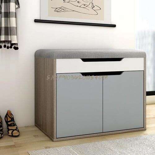 Open The Nordic Shoe Changing Stool Shoe Cabinet Simple Shoe Wearing Stool Door Can Sit In The Shoe Changing Cabinet Storage Sto