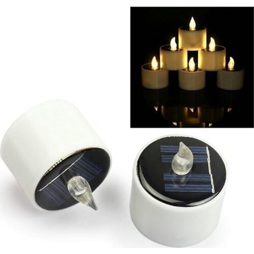 30Pcs Solar Powered LED Electronic candle Flickering Flameless Lamp TeaLight Wedding Xmas Party table Centerpiece decor-Warm whi