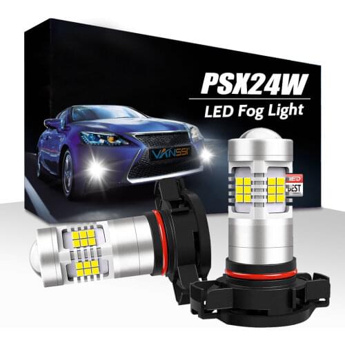 VANSSI 2pcs 2504 PSX24W Car LED Fog Light Bulbs 6000k White PS19W 5202 Auto Bulbs Fog Lamp 12V Auto Driving Running Lights White