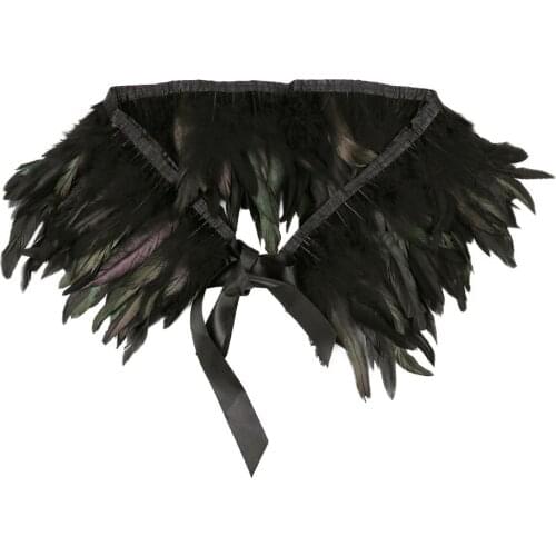 Vintage Victorian Feather Choker Collar Gothic Punk Party Shrug Shawl Cosplay Costume Festival Carnival Dress Up Shoulder Cape