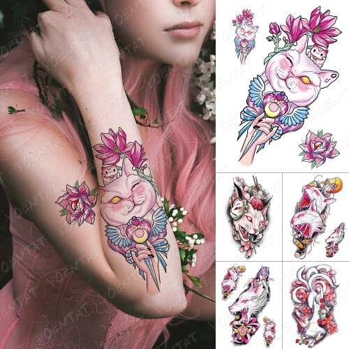 Waterproof Temporary Tattoo Sticker Japanese Devil Eyes Cat Fox mask Flash Tattoos Body Art Arm Fake Tatoo Women Men