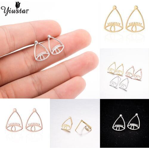 Yiustar Fashion Jewelry Hollowed Metal Eye Earrings for Women Jewelry Exquisite Gold Rose Color Ear Stud Handmade Stud Earrings