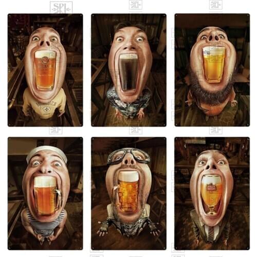 Funny Man Beer Lettering Retro Bar Metal Sign Plaque Retro Bar Tin Sign Metal Plate Wall Art Deco Club Decoration Plate