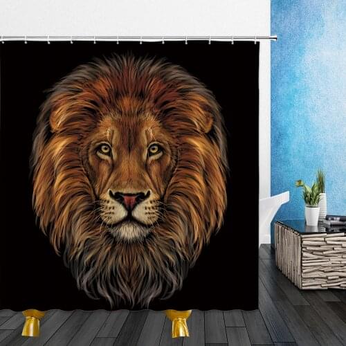 Black Tiger Wild Animals Printed Shower Curtain Set Lion Giraffe Elephant Flamingo Bathroom Curtains Bathing Screen Home Decor