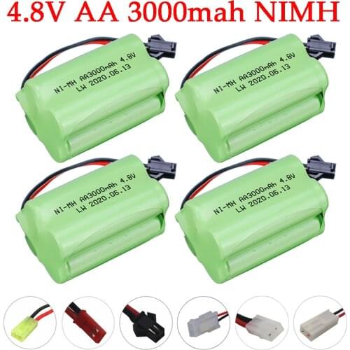 1/2/3/4/5pcs 4.8V NIMH Battery For RC Cars Tanks Trucks Robots Boats RC Gun rc Toys parts 4.8V 3000mah battery SM/Tamiya/EL-2P