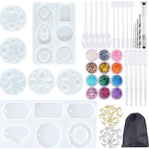 1 Set Silicone Mold Mix Stick Dropper Clasp DIY Jewelry Making Accessories Tools Molds Geometric Epoxy Resin Combination Crafts