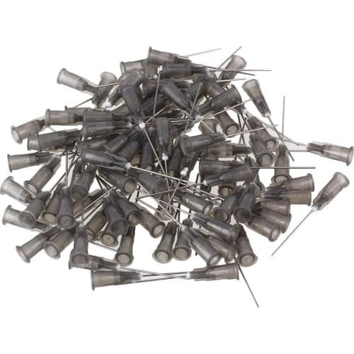 1'' Plastic Stuck Connector Stainless Steel Dispenser Needles Liquid Adhesive Glue Syringe Pack of 100 22Ga Black