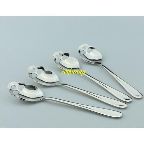 1000pcs/lot Skull Shaped Spoon 304 Stainless Steel Coffee Spoon Dessert Ice Cream Sweets Teaspoon Stainless Food Cutlery