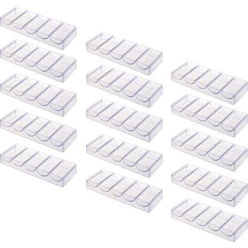 15 Pieces Poker Chip Tray Poker Equipment Transparent Acrylic -Holds 100 Chips for Table
