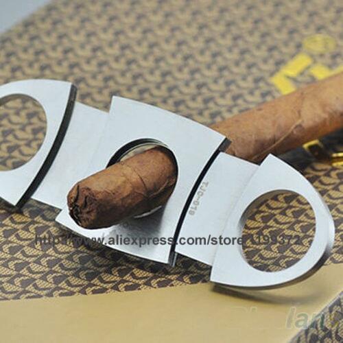 200 X Free Shipping New Pocket Stainless Steel Cigar Cutter Knife Double Blades Scissors Shears