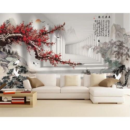 Papier peint mural 3d 3d Chinese style plum blossom wallpaper TV background wall decoration painting wall papers home decor
