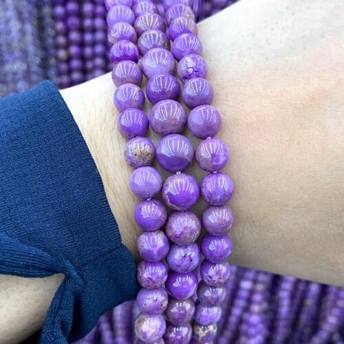 4-14mm Natural Purple Phosphosiderite Stone Beads Round Loose DIY Beads For Jewelry Making Beads Accessories 15'' Women Gift