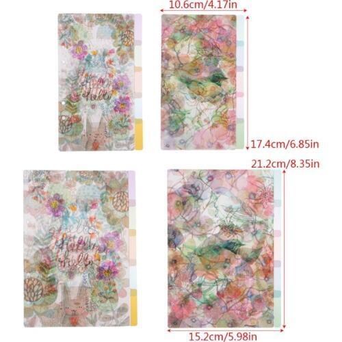 5Pcs Floral Category Page Planner Index Page Notebook Translucent 6 Hole Binder M17F