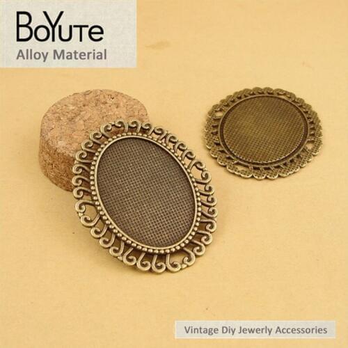 BoYuTe (20 Pieces/Lot) 40*30MM Cabochon Base Antique Bronze Plated Zinc Alloy Materials Bezel Pendant Diy Jewelry Accessories