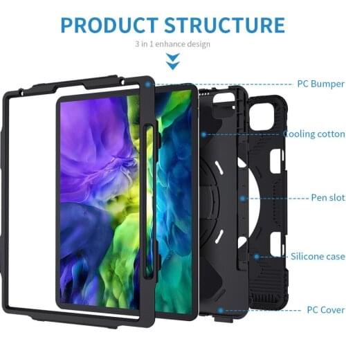 IPad Air 4 Case Shockproof Full Body Heavy Duty Rugged Protective Cover 360° Rotating iPad Air 4th Generation Stand Covers