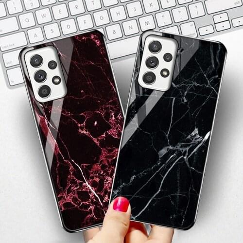 Tempered Glass Case For Samsung Galaxy A32 Cases Luxury Marble Funda Samsung A52 A72 A02 A12 A21s A51 A71 A31 A41 A 32 52 Covers