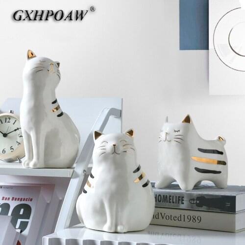 Cat Ceramics Flowerpot Home Decorate Simplicity Flower Arrangement Kitty Vase Creativity living Room Desktop Art Crafts Ornament