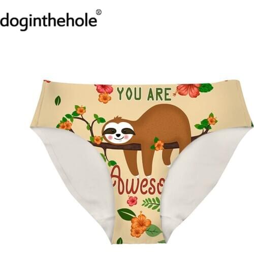 Doginthehole Cute Sloth Print Teen Girls Cartoon Seamless Panties Women Kawaii Period Underwear Comfortable Briefs bragas mujer
