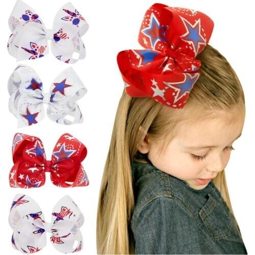 Unicorn Ribbon 4th of July Hair Bows Clips Girls Hairbow USA Flag Independence Day Hairgrip Festival Kids Hair Accessories HC134