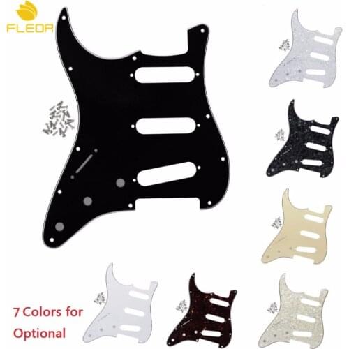 FLEOR 1PCS Left Handed Guitar Pickguard SSS Pure Aluminum Foil Shield w/ Mounting Screw Guitar for 11 Holes ST Guitar Parts